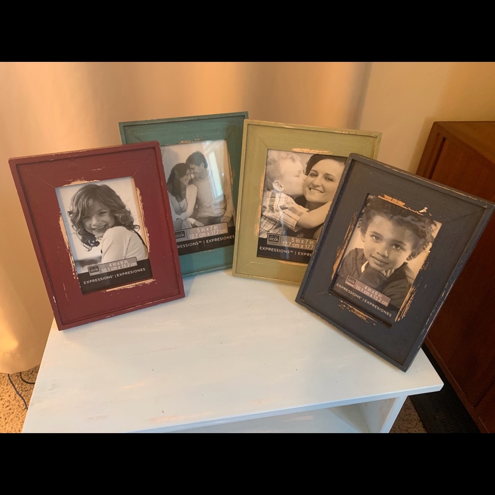 Distressed Colored Wood Frames Set of 4